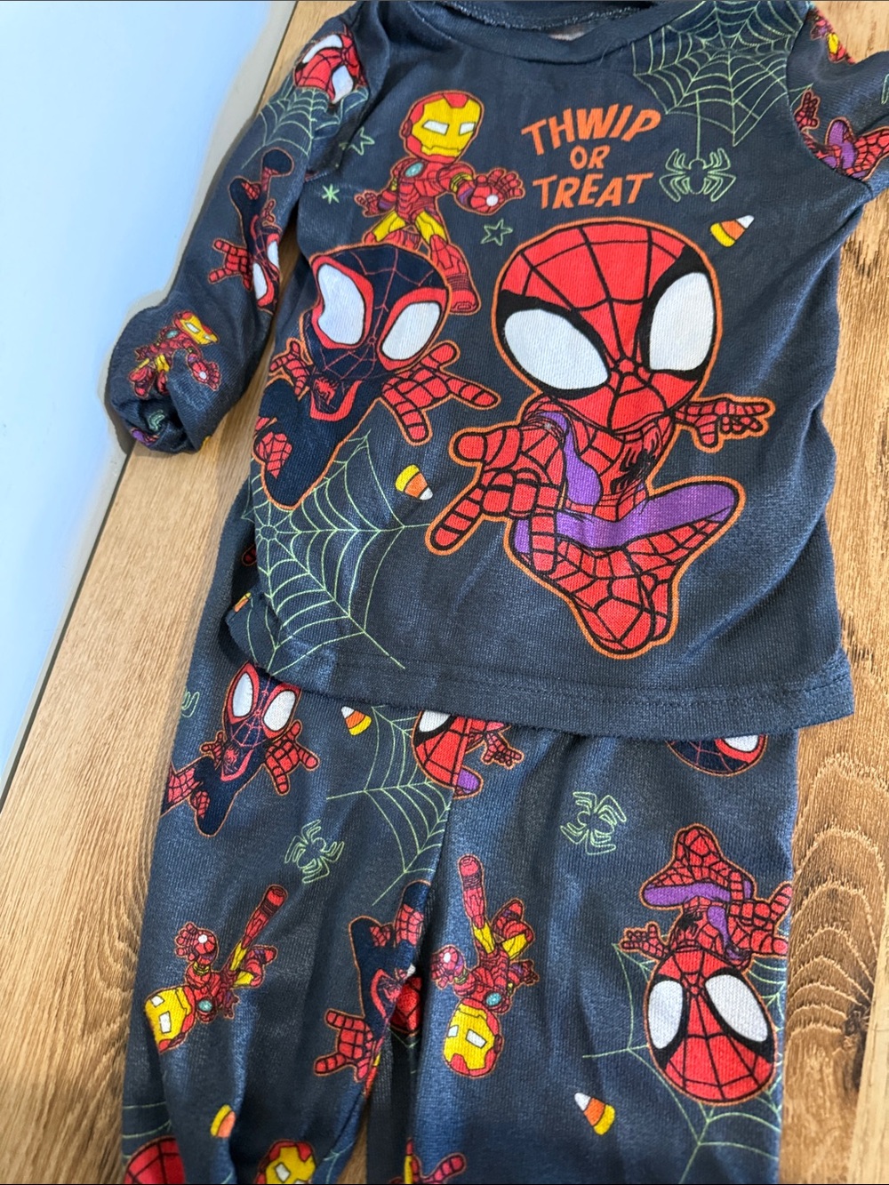 Marvel Spider-Man Kids Pajama Set - Black, Red, Purple, Yellow